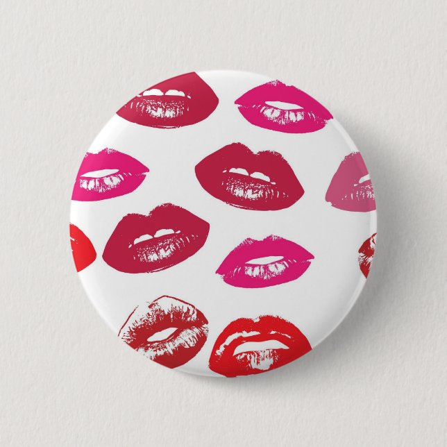 Kissable Lips (Kissing Lips, Red & Pink Lipstick) Button (Front)