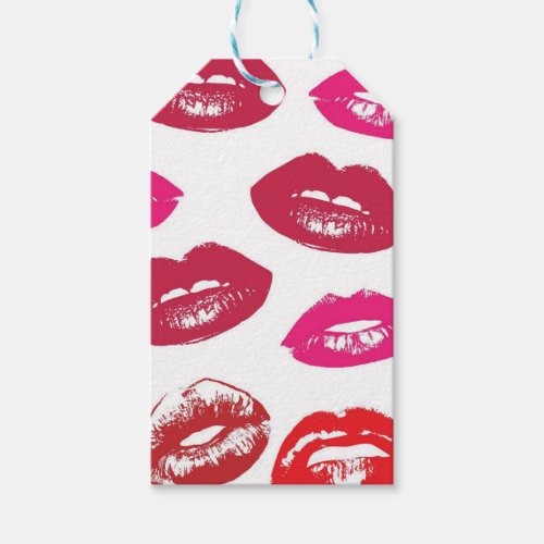 Kissable Lips Kissing Lips Red  Pink Lipstick Gift Tags
