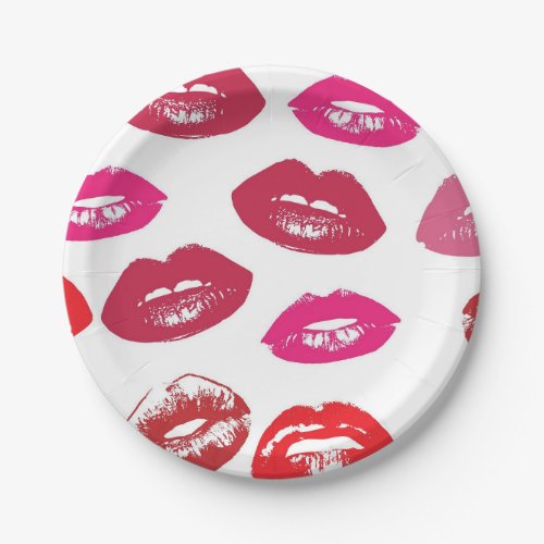 Kissable Lips Kissing Lips Red  Pink Lipstick Paper Plates