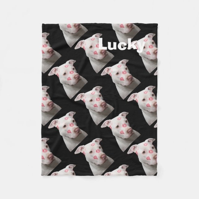 Kissable Pit Bull Fleece Blanket (Front)