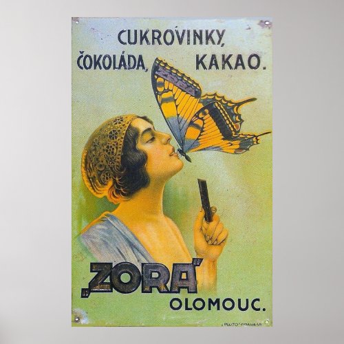 Kissed By A Butterfly Vintage Chocolate Ad _ Print