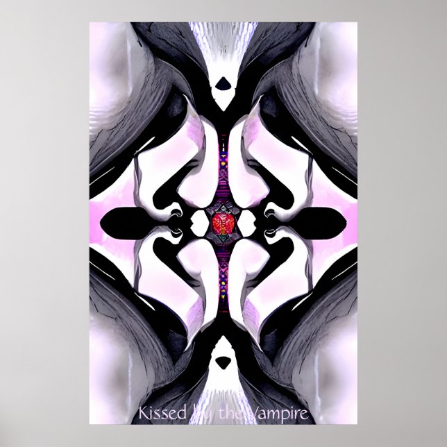 Kissed by the Vampire - Gothic Abstract AI Art Poster (Front)