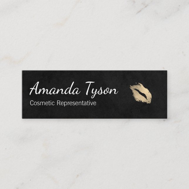Kissed / Sleek Black Mini Business Card (Front)