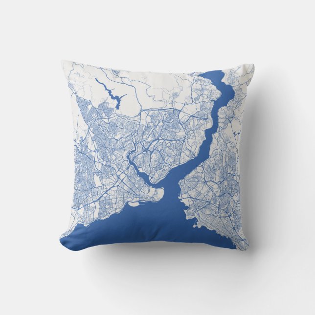 Kissen Istanbul Urban Pattern BLAU Throw Pillow (Front)
