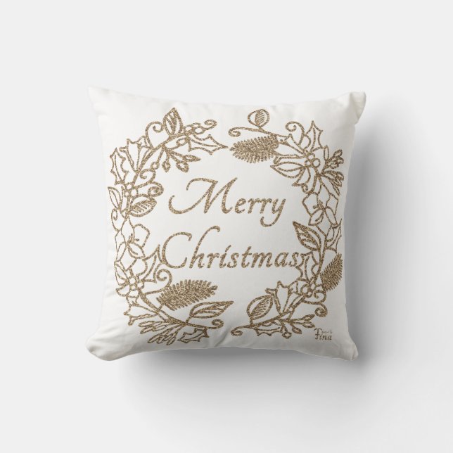 Kissen Kranz Merry Christmas Throw Pillow (Front)