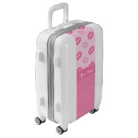 Kisses and Zig Zags Pink and White Luggage