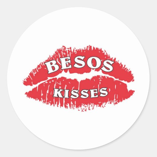 KISSES/BESOS ROUND STICKER | Zazzle