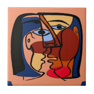 Kisses Cubism Abstract Ceramic Tile