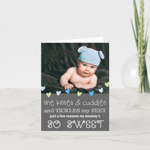 Kisses  Cuddles Mothers Day Photo Card  Gray