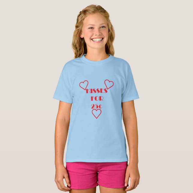 Kisses for 25 cents - Girls' Basic T-Shirt (Front Full)