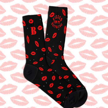 Kisses For Boyfriend Red Lipstick Black Socks by kissthebridesmaid at Zazzle