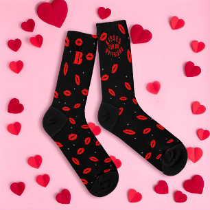 Kisses for Boyfriend Red Lipstick Black Socks