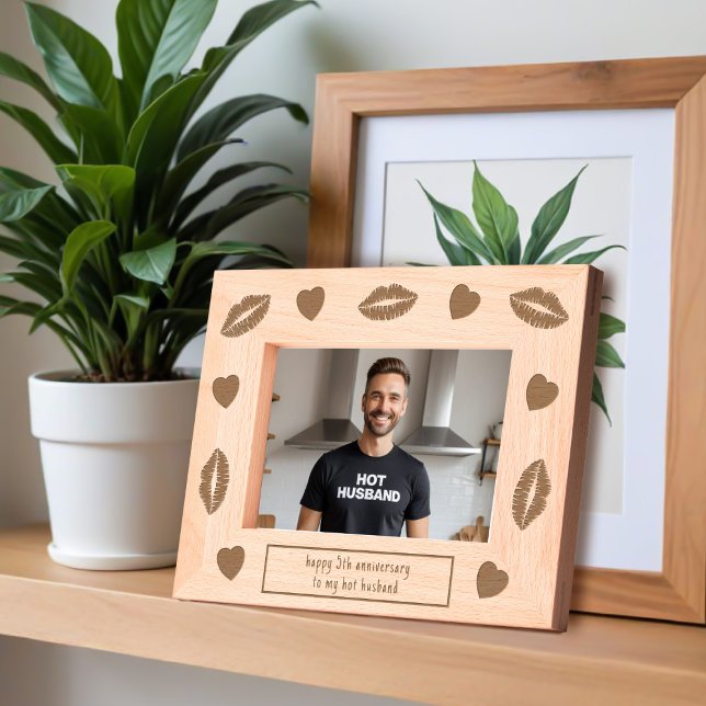 Kisses for Husband 5th Wedding Anniversary Gift Engraved Frames (Kisses for your hot husband! Makes a great 5th wedding anniversary gift)