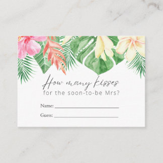 Kisses Game Tropical Hawaiian Bridal Shower Game Enclosure Card