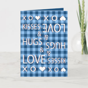 Kisses & Hugs & Love Gingham Checkered Holiday Card