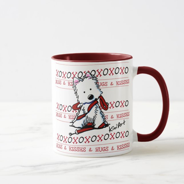 Kisses & Hugs Westie Dog Mug (Right)