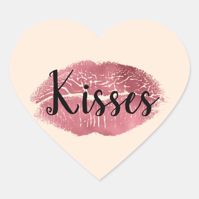 Kisses Lips   Heart Sticker (Front)