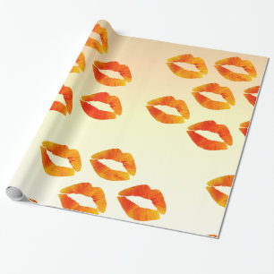 Kisses,Lips Wrapping Paper, 30 in x 6 ft Wrapping Paper