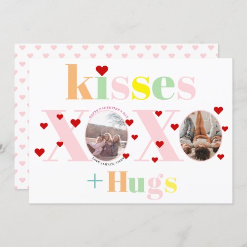 Kisses love hugs typography photo Galentines Day Holiday Card