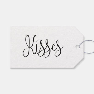 Kisses. Minimalist script calligraphy Valentines Gift Tags