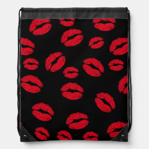 Kisses on Black Drawstring Backpack