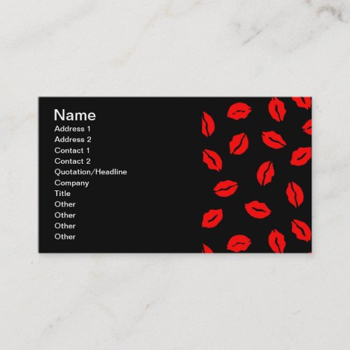 kisses pattern BLACK RED Business Card Templates