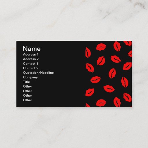 Customizable kisses pattern BLACK RED Business Card Templates