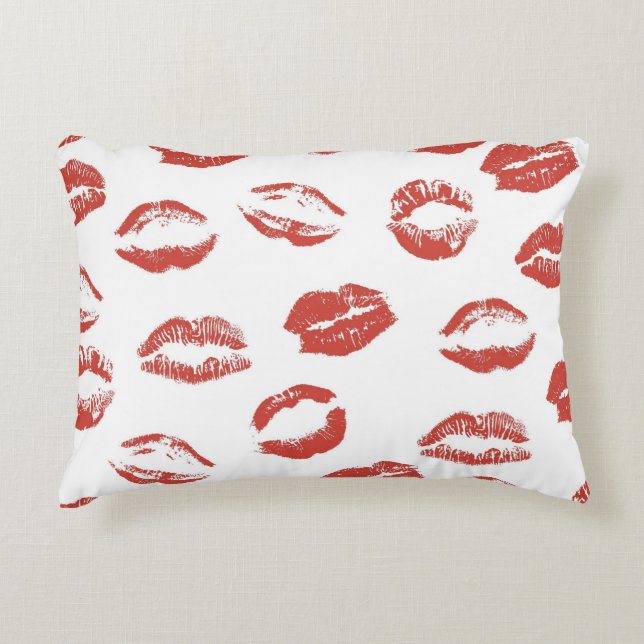Kisses Red Lips Decorative Pillow (Front)