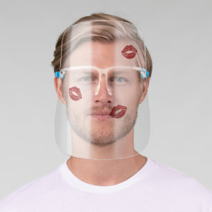 Kisses Red Lipstick Marks Face Shield