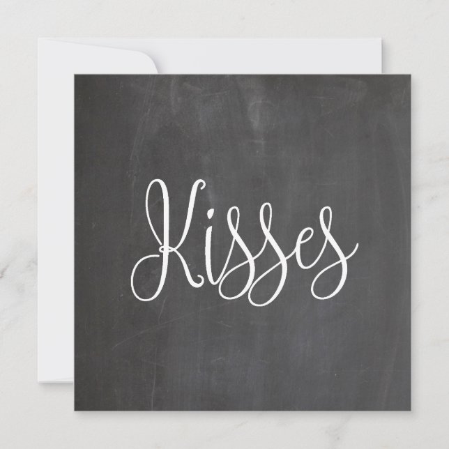 Kisses. Valentines day. Chalkboard modern teens Holiday Card (Front)