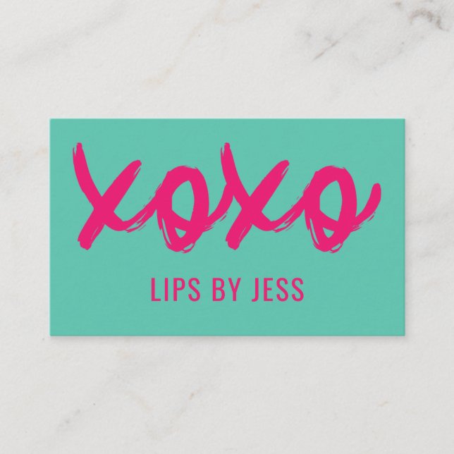 Kisses XOXO Pink And Mint | Lipsense Business Card (Front)