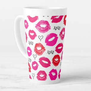 Kisses XOXO Red and Pink Latte Mug