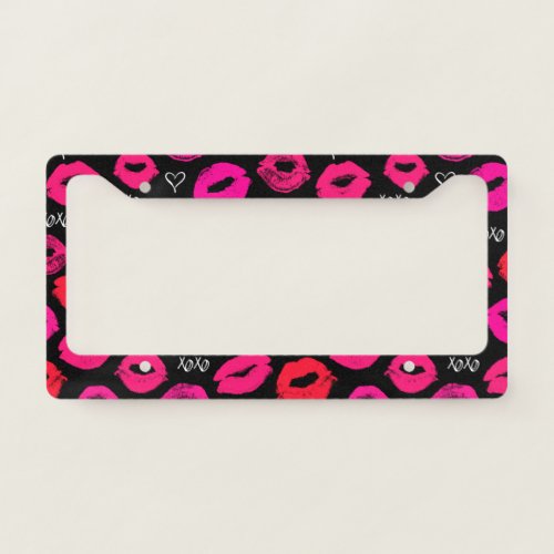 Kisses XOXO Red and Pink License Plate Frame
