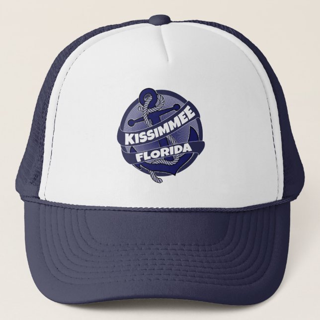 Kissimmee Florida anchor swirl trucker hat (Front)