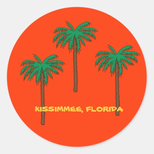 Kissimmee Florida tropical design Classic Round Sticker