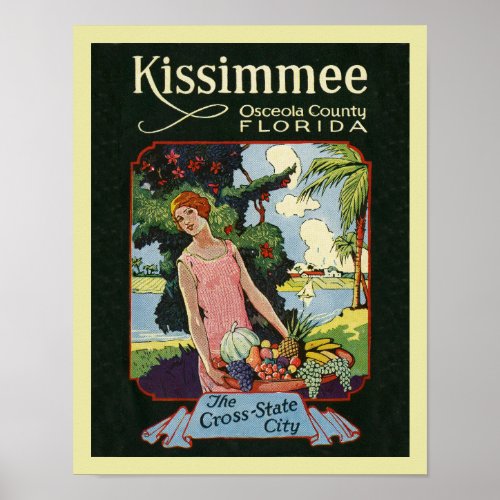 Kissimmee Florida vintage tourism advertising Poster