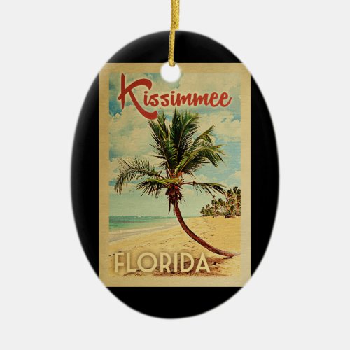 Kissimmee Palm Tree Vintage Travel Ceramic Ornament