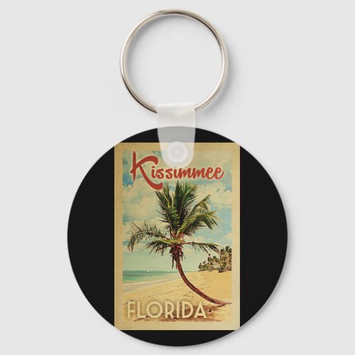 Kissimmee Palm Tree Vintage Travel Keychain