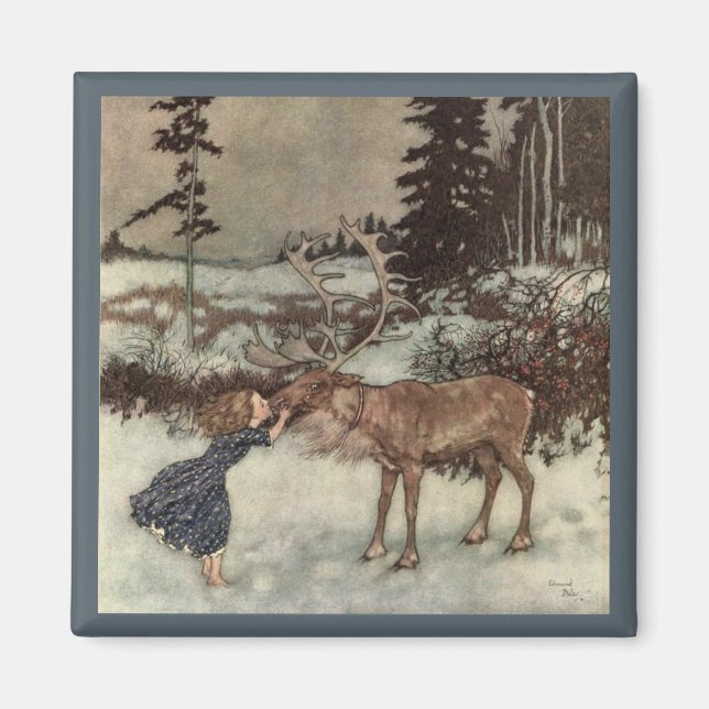 Kissing a Reindeer on the Nose Magnet (Front)