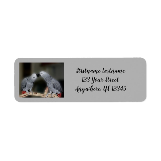 Kissing African Grey Parrots Cute Bird Address Label (Front)