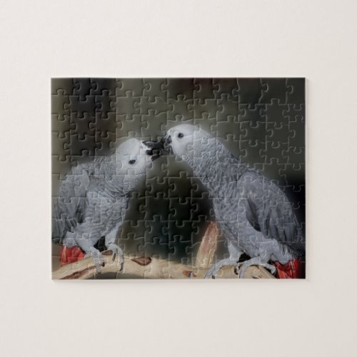 Kissing African Grey Parrots Cute Bird  Jigsaw Puzzle