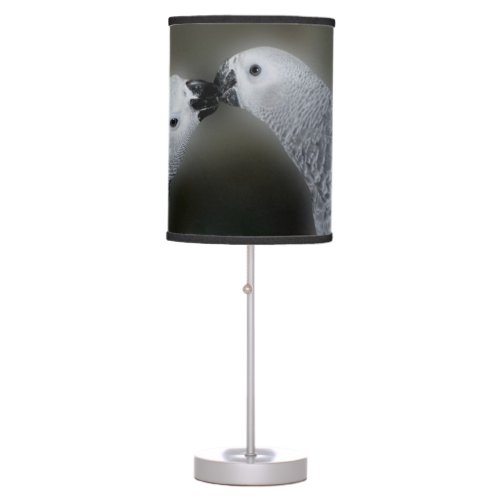 Kissing African Grey Parrots Cute Bird   Table Lamp