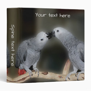 Kissing African Grey Parrots Personalized 3 Ring Binder