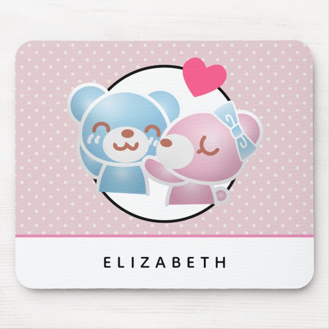 Kissing Bears Cute and Kawaii Mouse Pad (Front)