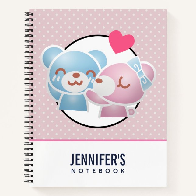 Kissing Bears Cute and Kawaii Notebook (Front)