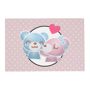 Kissing Bears Cute and Kawaii Placemat