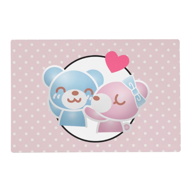 Kissing Bears Cute and Kawaii Placemat (Front)
