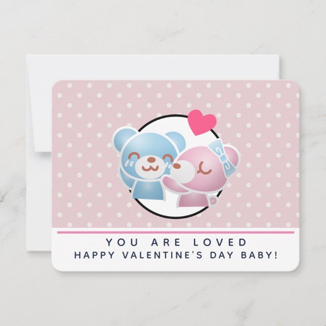 Kissing bears with Love Hearts Holiday Card (Front)