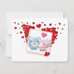 Kissing bears with Love Hearts Holiday Card