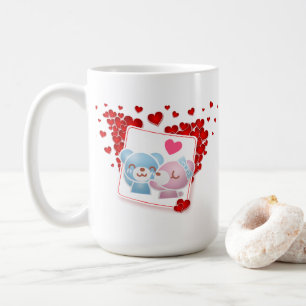 Kissing bears with Red Love Hearts All Around Coffee Mug